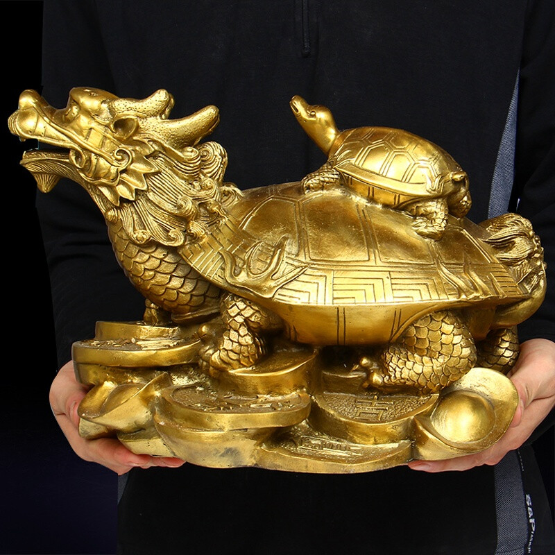 祥龍瑞龜鎮(zhèn)家宅，母子情深招福來——紫銅龍龜擺件助您事業(yè)騰飛